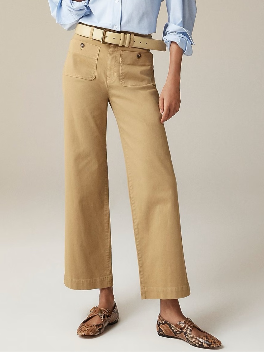 J. Crew Sailor Slim Wide Leg Chino Pants Women’s Size 28 Stretch Twill Pockets